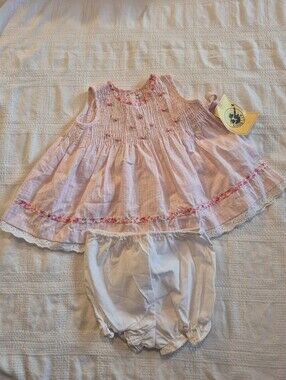Good Lad girls 6-9 month 3 piece dress headband, diaper cover NWT Deadstock pull
